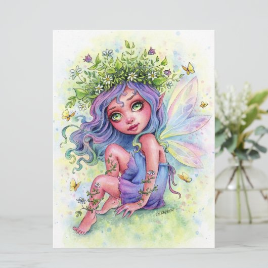 妖精フラワークラウンかわいい女の子ファンタジーアートカード (スタンド正面)
