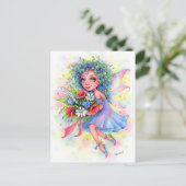 妖精フラワーブーケ葉書 ポストカード (スタンド正面)