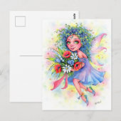 妖精フラワーブーケ葉書 ポストカード (正面/裏面)