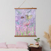 妖精フレンドリーと蝶のアートワークとの出会い 吊り下げ型タペストリー (寝室)