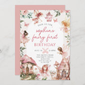 妖精フローラガールズ1st誕生日パーティー 招待状 (正面/裏面)