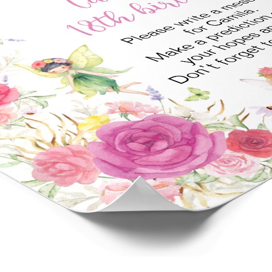 妖精フローラ誕生日パーティータイムカプセルサイン ポスター (角)