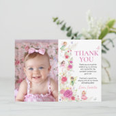 妖精フローラ誕生日写真サンキューカード サンキューカード (スタンド正面)