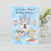妖精プリンセスと城誕生日招待状 招待状 (スタンド正面)