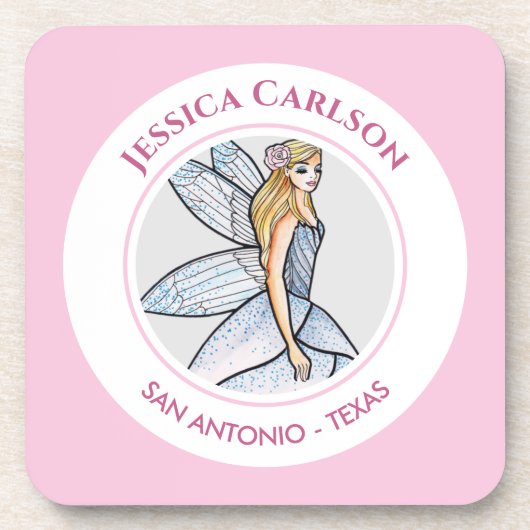 妖精プリンセスの花弁ドレス ファッションイラスト コースター (正面)