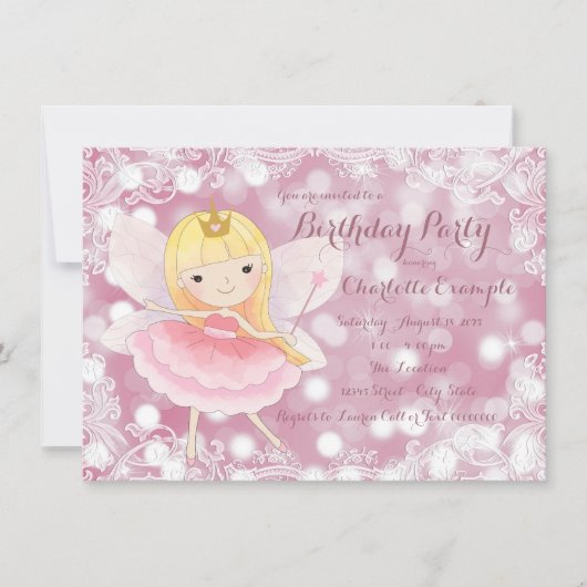 妖精プリンセスの誕生日パーティー 招待状 (正面)