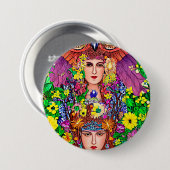 妖精プリンセスシスターフローラオリジナルアールヌーボー 缶バッジ (正面&裏面)