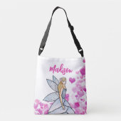 妖精プリンセスピンクハートファッションイラストレーション クロスボディバッグ (裏面)