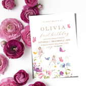 妖精プリンセスフラワーガーデンガールズバースデーパーティー 招待状