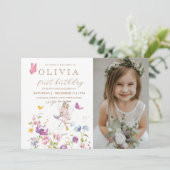 妖精プリンセスフラワーガーデンガールズ誕生日写真 招待状 (スタンド正面)