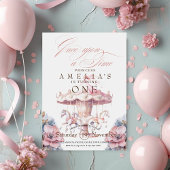 妖精プリンセスフラワーピンク誕生日パーティー1st 招待状