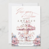 妖精プリンセスフラワーピンク誕生日パーティー1st 招待状 (正面)
