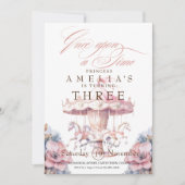 妖精プリンセスフラワーピンク誕生日パーティー3日 招待状 (正面)