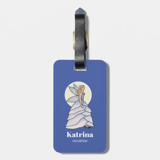 妖精プリンセスペタルドレスファッションイラストレーション ラゲッジタグ (裏面縦)