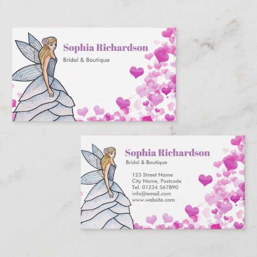 妖精プリンセス花びらドレスファッションイラストレーションB 名刺 (正面/裏面)