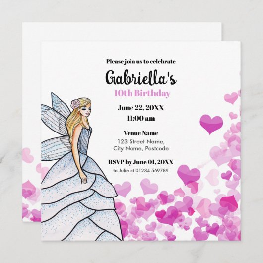 妖精プリンセス花嫁ドレスファッションピンクハートInv (正面/裏面)