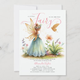 妖精プリンセス魅惑グリーンベビーガールシャワー 招待状