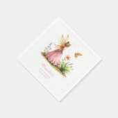 妖精プリンセス魅惑ピンクベビーガールシャワー スタンダードカクテルナプキン (角)