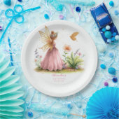 妖精プリンセス魅惑ピンクベビーガールシャワー ペーパープレート (パーティー)