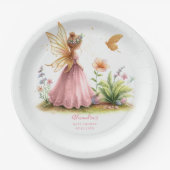 妖精プリンセス魅惑ピンクベビーガールシャワー ペーパープレート (正面)