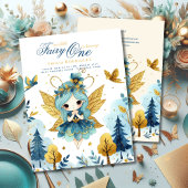 妖精プリンセス1st誕生日またはEDIT AGEティール(緑がかった色)金ゴールド 招待状