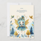 妖精プリンセス1st誕生日またはEDIT AGEティール(緑がかった色)金ゴールド 招待状 (裏面)