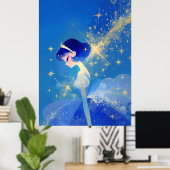 妖精プリンセス ミニマル スタイル プリント (ホームオフィス)