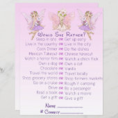 妖精ベイビーシャワーピンクイラストレーションパーティーゲーム (正面/裏面)