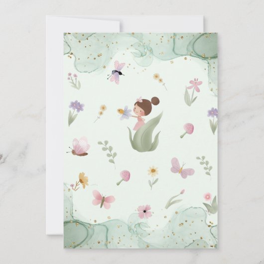 妖精ベビーガールシャワーピンクフローラ 招待状 (裏面)