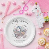 妖精ベビーベビーカー赤ちゃんシャワー ペーパープレート (パーティー)