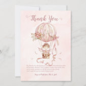 妖精ホットエアバルーン女の子ベイビーシャワーありがとう サンキューカード (正面)