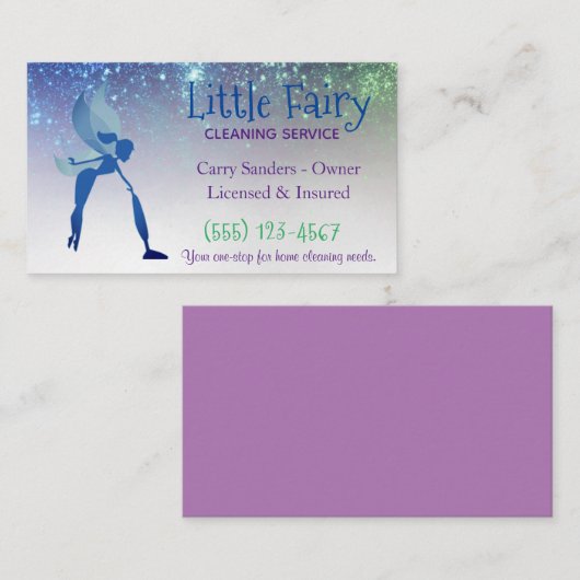 妖精メイドハウスクリーニングサービスビジネスカード 名刺 (正面/裏面)
