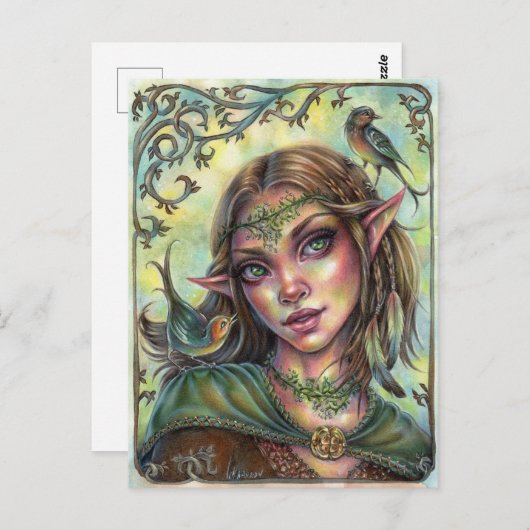 妖精メッセンジャーハガキ小妖精や小人ファンタジー ポストカード (正面/裏面)