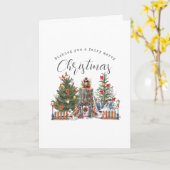 妖精メリークリスマスウッドランドの森の写真 カード (黄色い花)