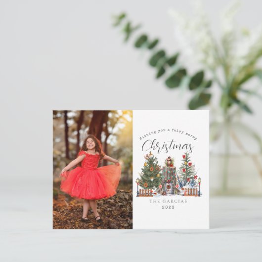 妖精メリークリスマスウッドランドの森の写真 シーズンポストカード (スタンド正面)