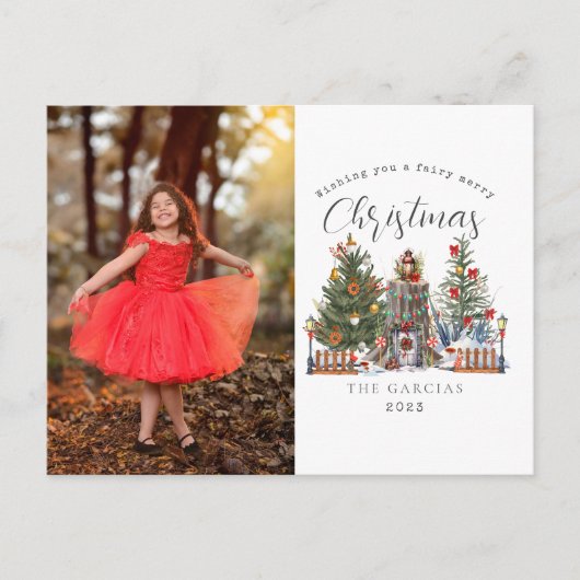 妖精メリークリスマスウッドランドの森の写真 シーズンポストカード (正面)