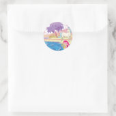 妖精ユニコーンと人魚を持つ魔法の川岸 ラウンドシール (バッグ)