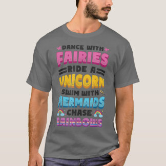 妖精ユニコーン人魚Rainbows愛フェアヤタル Tシャツ