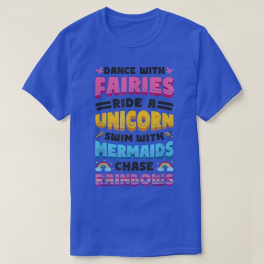 妖精ユニコーン人魚Rainbows愛フェアヤタル Tシャツ (デザイン正面)