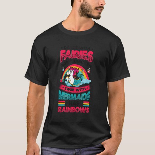 妖精ユニコーン人魚Rainbows愛Fairyta Tシャツ (正面)