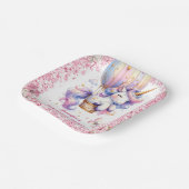 妖精ユニコーン誕生日ガールピンクかわいい ペーパープレート (傾斜あり)