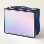 妖精ユニコーン金ゴールドスターパープルピンクブルーグリッター メタルランチボックス (裏面)