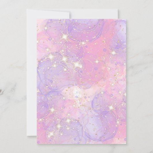 妖精ユニコーン1st誕生日ガールピンクユニコーン 招待状 (裏面)