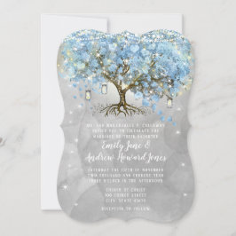 妖精ライトブルーハートリーフツリーの水色 招待状