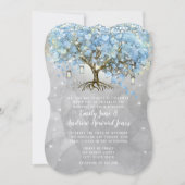 妖精ライトブルーハートリーフツリーの水色 招待状 (正面)