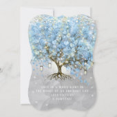妖精ライトブルーハートリーフツリーの水色 招待状 (裏面)
