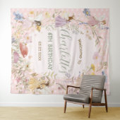 妖精ワイルドフラワーフラワーズメドウ誕生日へようこそ タペストリー (インサイチュ(横))