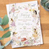 妖精ワイルドフラワーフラワーメドウ赤ちゃんシャワー アクリル招待状