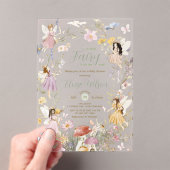 妖精ワイルドフラワーフラワーメドウ赤ちゃんシャワー アクリル招待状 (インサイチュ (ポータブル))