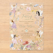 妖精ワイルドフラワーフラワーメドウ赤ちゃんシャワー アクリル招待状 (正面)